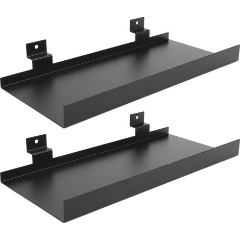 Étagère Murale Flottante Métal Lot de 2 Étagères Décoratives en Fer Noir 25x11cm pour Figurines Cadres Photos Design Moderne (1/5)