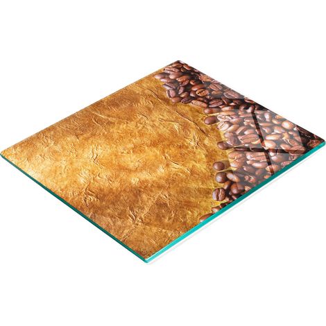 Elegante e resistente tagliere da cucina in vetro con motivo a chicchi di caffè, 60x52 cm. (1/5)