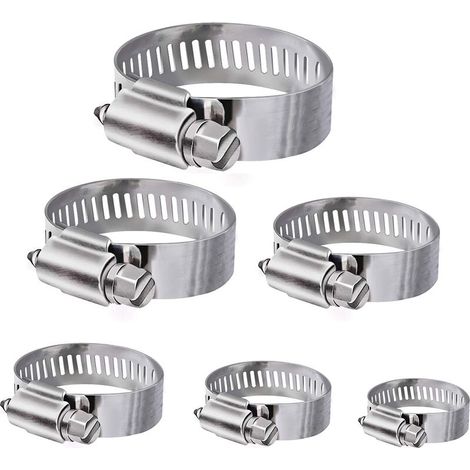 Schlauchschellen, 36-teilig, verstellbare Schlauchschellen aus Edelstahl, 6–51 mm, 8 Größen, Sortiment für Familienwasserleitungen, Benzintanks, Autoschläuche usw.
