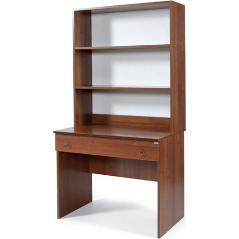 Schreibtisch mit Schublade für Schlafzimmer oder Büro mit Walnuss-Unterstützung Bücherregal PC-Computerhalter sc