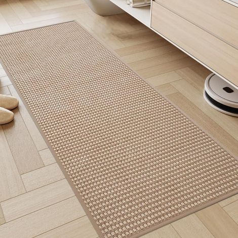 Tapis Cuisine 45x120cm, Chenille Tapis Cuisine Devant Evier, Antidérapant et Lavable, Facile à Nettoyer pour Couloir, Buanderie, Salle de Bains, Passage, Marron