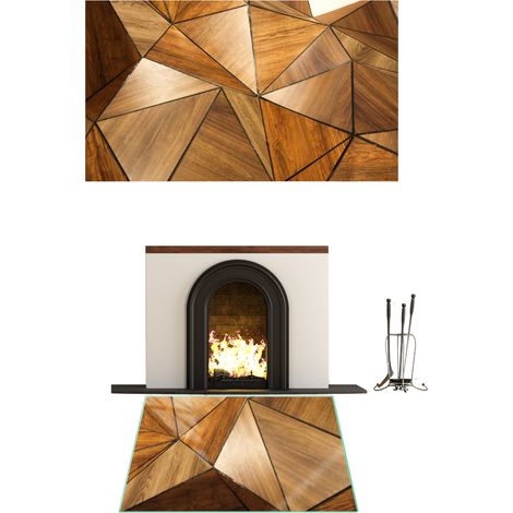 CHIMENEA DE CRISTAL TEMPLADO. DIMENSIONES DE LA BASE: 52 x 35 cm. MOSAICO GRÁFICO. (1/5)