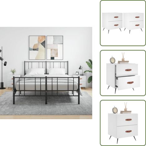 Tables de chevet 2 pcs blanc 40x35x47,5 cm bois d’ingénierie - Table De Chevet - Meuble De Chambre - Armoire De Chevet - Commode - Design Moderne (1/5)