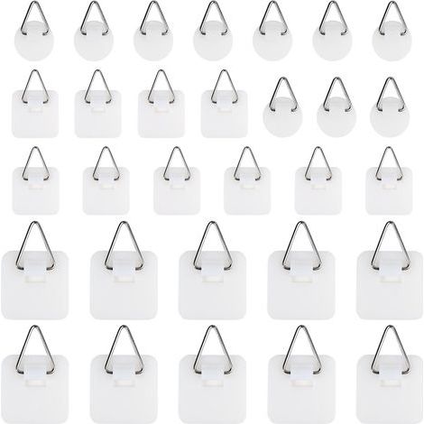 CCYKXA 30 Pieces No Drilling Required Picture Hanging Strips, Adhesive Frame Fixings, Invisible Hooks for Photos, Wall Art, Decorative Mirrors (White)
