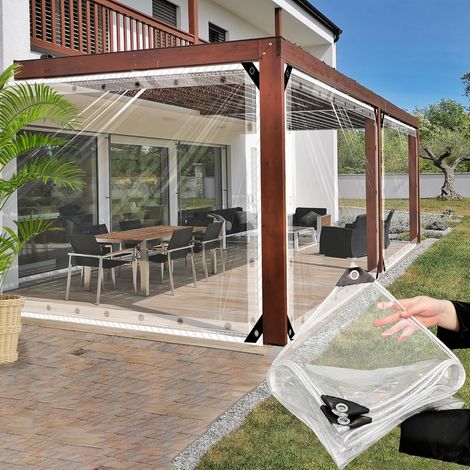 Bâche de Protection imperméable et Transparente avec œillets en PVC, l'épaisseur de la bâche Polyvalente est de 0,4 mm, résistante aux intempéries, Pliable 1,8 x 2,0 m (1/5)