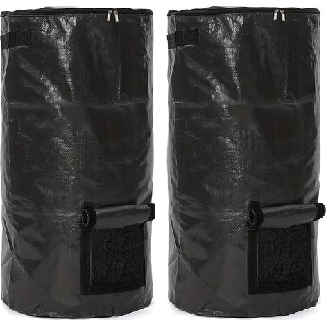 2 sacs à compost, sacs de terrasse réutilisables de 129 litres, sacs à feuilles avec fenêtre de toit, sacs de jardin (1/5)