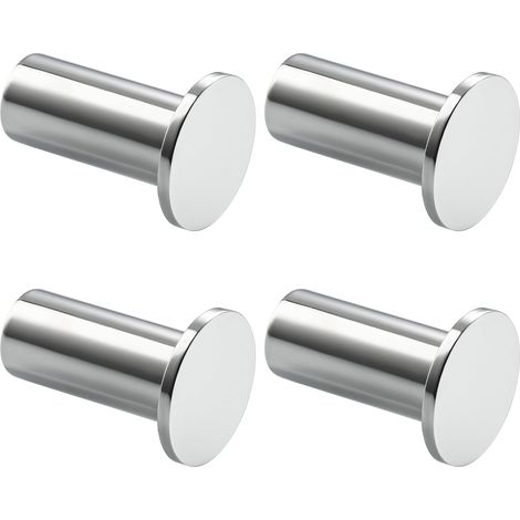 4 Pcs - Crochet Mural - Patère Murale - Acier Inoxydable Fixation à Vis Pour Serviettes Vêtements Salle De Bain Cuisine Chambre 45x32mm Chrome