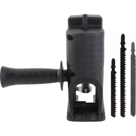 Jectse Adaptateur pour Perceuse électrique à Scie Avec Connexion étrote, 3 Scies Solides, Utilisation Sûre, Poignère AMOVIBLE, COQUE Solide, pour la coupé du Bois (BLACK) (1/5)