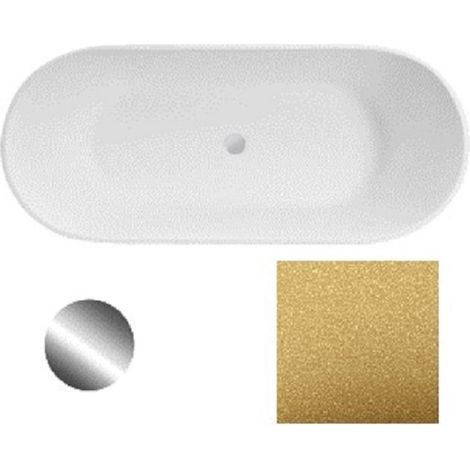 Baignoire îlot Glam dorée avec bonde dorée MOYA 170x70 (1/2)