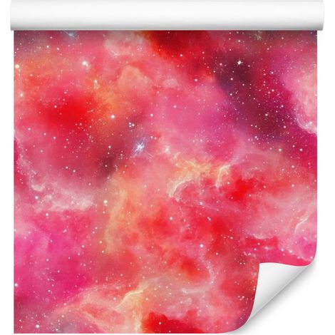Papier peint aquarelle galaxie corail et rose pour salon et chambre 50x1000 cm (1/5)