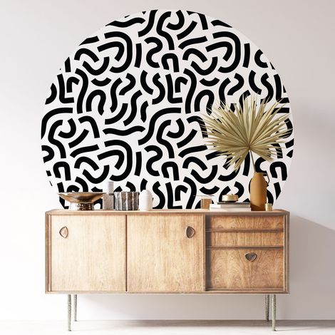 Sticker mural rond / cercle - Motif Graphique - Diamètre 40 cm - Adhésif MAT (1/3)