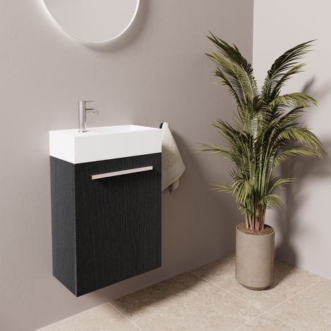 LOMAZOO Meubles de toilettes en chêne noir - Meuble WC - 40x22x60