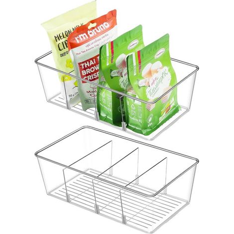 Organizador transparente para refrigerador，2 piezas，contenedores apilables para refrigerador，con 8 compartimentos，organizador para refrigerador (1/5)