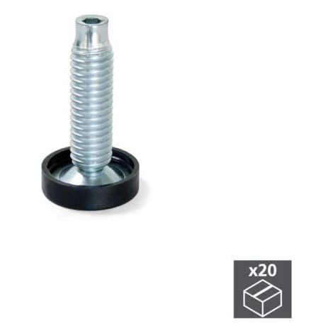 Emuca Lote de 20 pies niveladores para mueble, regulación interior, M10, diámetro 23mm, altura 46mm, Acero y plástico - (1/4)