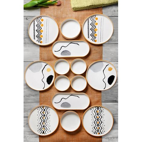 Juego de desayuno, vajilla, mantel individual. Set 100% Cerámico Multicolor
