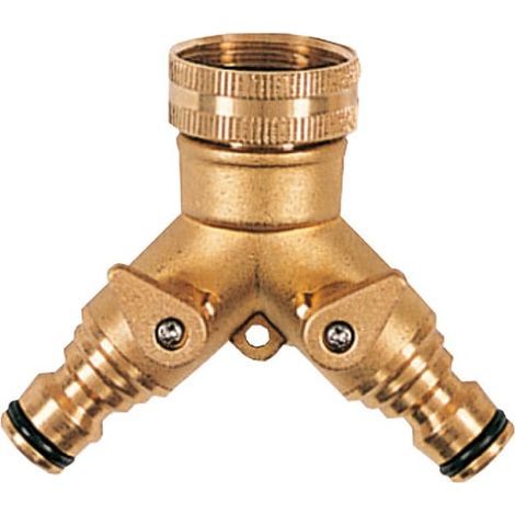Nez de robinet 2 voies en laiton - Automatique, raccord rapide, idéal pour système d'arrosage goutte-à-goutte, résiste à la corrosion.