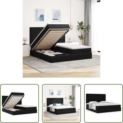 Matratze - Ottoman-Bett mit Matratzen Schwarz 160x200 cm Samt (1/5)