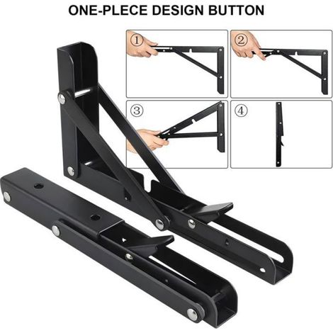 Équerre Pliante - Lot de 2 - Acier Inoxydable Noir - Support Charge Lourde 300mm - Garage Cuisine Ja CASSETTE RECHARGE POUR SEBUMET (1/5)