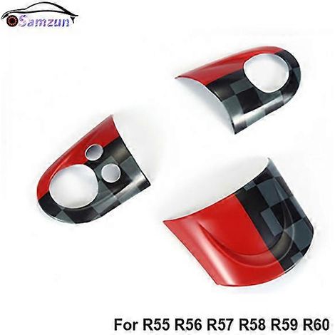 Intérieur de voiture pour Mini Cooper R56 R55 R60 Countryman R57 R58 : cache central de volant, bouton, autocollant de style, accessoires intérieurs de voiture, couleur : JCW