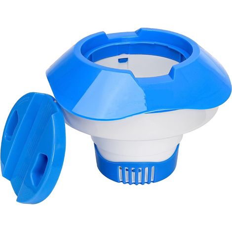 Distributeur de chlore flottant de grande capacité de 7" pour flotteurs de piscine à flocons de chlore de 1 et 3 pouces pour piscines extérieures (1/5)