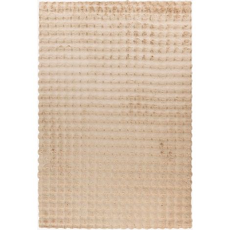 HARMONY Tapis en tissu doux à motif quadrillé beige - 160x230 cm (1/5)