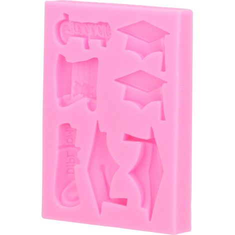 Moule en silicone DIY toque de diplômé pour décoration gâteau chocolat pâte à sucre fournitures cuisine rose (1/5)