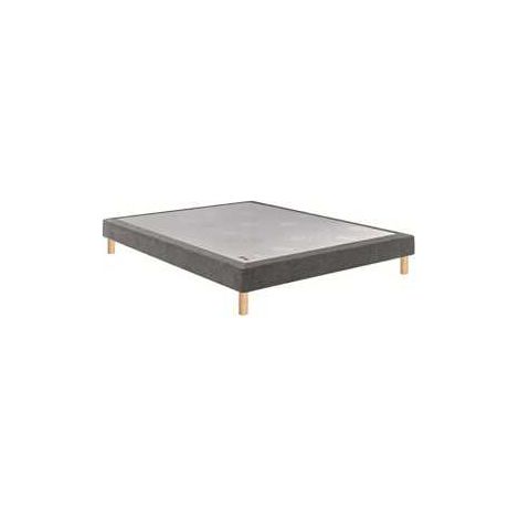 Sommier tapissier Epeda 80x200 cm chenillé gris confort ferme, cadre en bois massif d’épicéa 15 cm