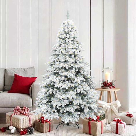 Künstlicher Weihnachtsbaum mit 300 LEDs Weiß 180 cm PE und PVC