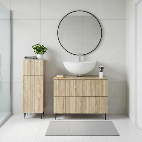vidaXL 2 Piece Bathroom Cabinet Set ZWOLLE Sonoma Oak Engineered Wood (1/5)
