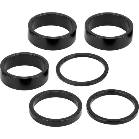 6 Pièces Entretoises de Direction en Alliage d'Aluminium pour Vélo de Montagne, Noir (1/5)