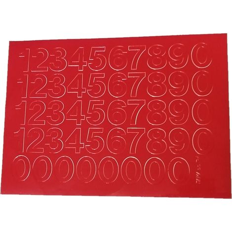 Números autoadhesivos de lámina de 2,5 cm, color rojo.