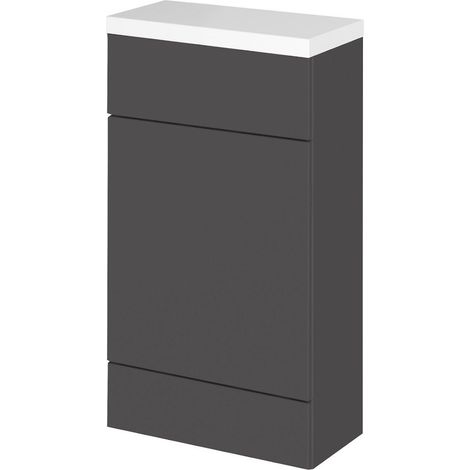 Hudson Reed Fusion Compact WC Unit with Polymarble Worktop 500mm Wide - Gloss Grey (1/5)