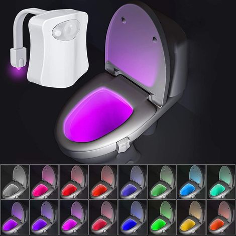 Veilleuse de toilettes à détecteur de mouvement - Éclairage LED 16 couleurs pour cuvette de toilettes (1/5)