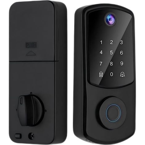 Serrure de Porte Intelligente Avec Empreinte Digitale Capture par caméra, Déverrouillage sans clé, Fonction de sonnette (1/5)