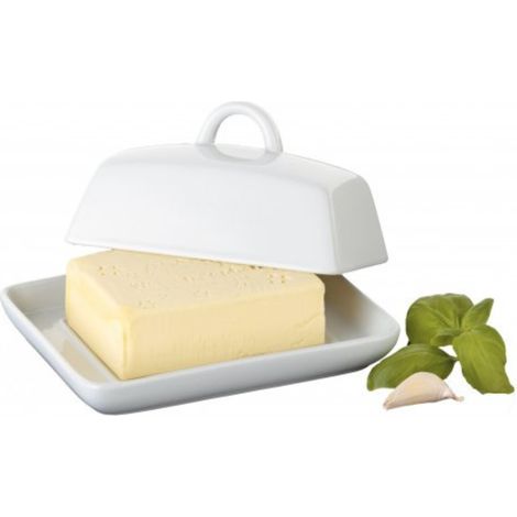 Testrut Butterdose, Porzellan, weiß