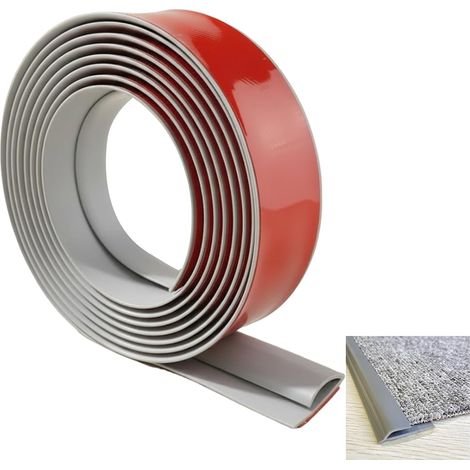 Bande de bord autocollante pour tapis, matériau TPE, découpable sur les plinthes de tapis et de transition de sol, de tapis au carrelage, sol en vinyle, stratifié, profilé de finition (gris foncé, 10 (1/5)