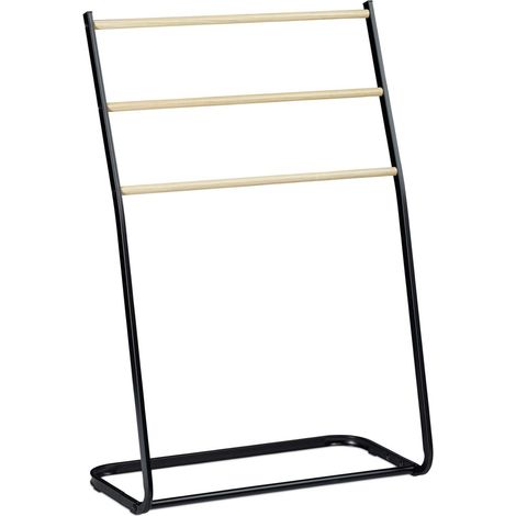 Porte-serviettes échelle design moderne salle de bain 86 x 58 x 30 cm montage facile en fer noir (1/4)