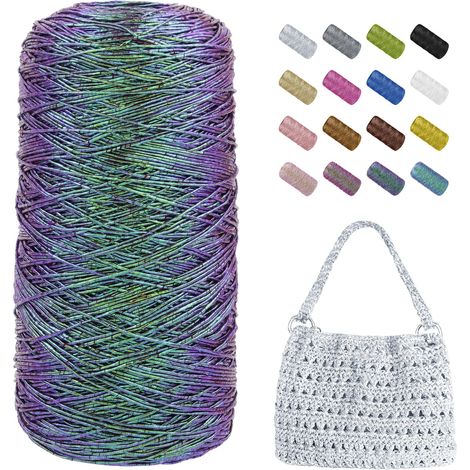 Fil Macramé 1mm x 480m Fil Crochet Métallique pour Sac au Crochet, Ficelle Corde Brillant a Crocheter pour Paniers, Pendentifs, Décoration, Bricolage (1/5)