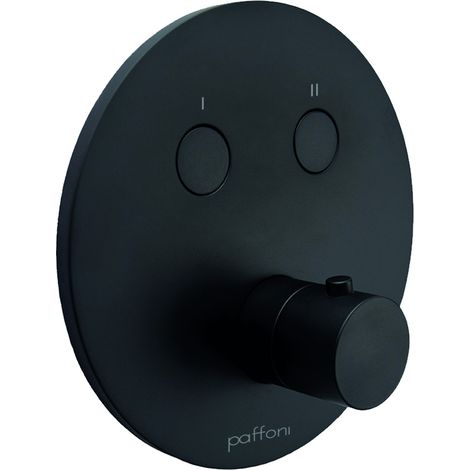 Mitigeur de douche à encastrer avec 2 fonctions et plaque Ø180 mm de couleur noir mat Paffoni Compact Box CPM018NO  Noir mat