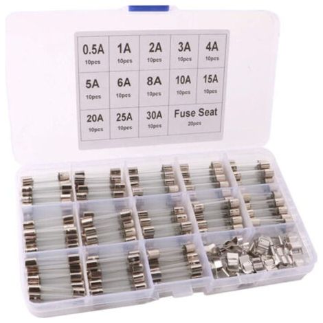 Pair Lntyq 150Pcs 6X30mm Professionnel Voiture Fast-Souffler Verre Tube Fusible Kit: 130Pcs Rapide Coup Verre Tube Fusible + 20Pcs Fusible Siège, avec Transparent Plastique Boîte (1/4)