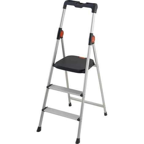 Mini scala ultraleggera GIERRA con ampia piattaforma e 2 gradini in alluminio. (1/5)