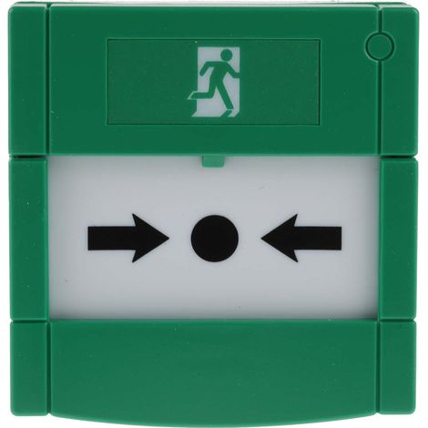 Rs Pro – Boîtier de déverrouillage d'urgence – Point d'alarme incendie – Bouton réarmable – Alimentation électrique – Plastique vert