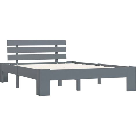 Bed Frame  Grey  Solid pine wood, plywood  Double  Durable vidaXL