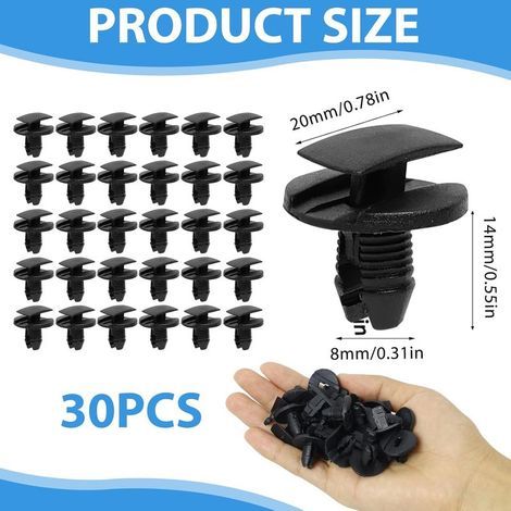 Lot de 30 Clips de Fixation Parechocs, Rivets en Plastique Attaches, Garde-Boue Rivets Clips de Retenue, Clips Voiture pour Auto Panneaux Garniture de Portière Compatible avec Citroen Peugeot (1/4)