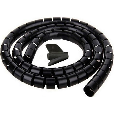 Cable Cover, 2m - ∅22mm, Black, 2m Flexible Electrical Cable Management Sheath for Storing or Hiding TV PC Cables, Cable Management for Home and Office (1/5)