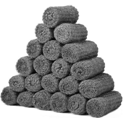 Packung mit 20 Spulen Stahlwolle der Körnung 0000, Stahlpolierwolle, ideal zum Reinigen, Polieren, Pflegen und Veredeln von Holz und Glas (1/5)