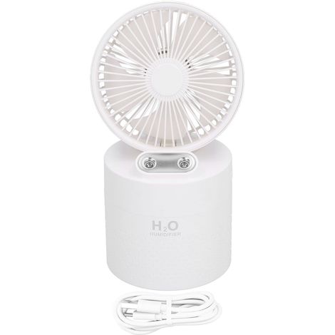 Ventilateur humidificateur rechargeable USB 4000mAh double brumisation blanc pour dortoir (1/5)
