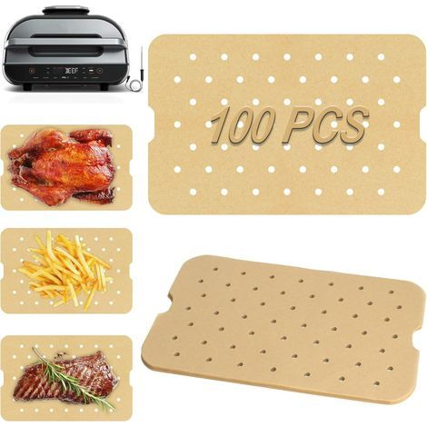 100 feuilles de papier siliconé, adaptées pour Ninja 2-5Sacs de rangement carrés jetables pour friteuses à air chaud d'un litre (1/5)