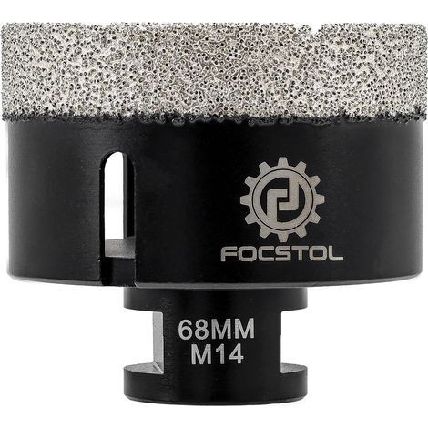 Foret Diamant - 68mm Scie Cloche Diamant Brasée Sous Vide pour Porcelaine Carrelage Céramique Marbre Granit Quartz M14 Filetage (1/5)
