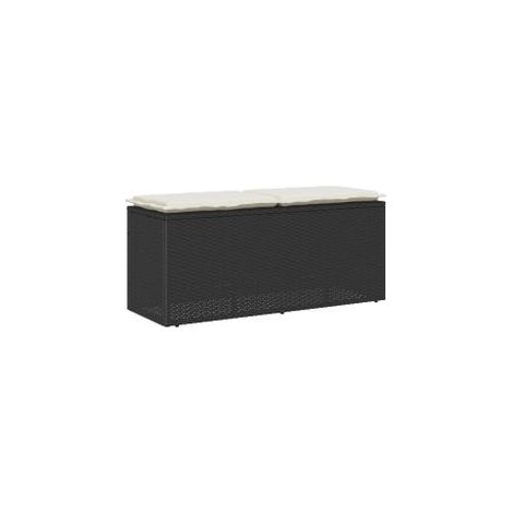 Banc de jardin avec coussin noir 110x40x44 résine tressée (1/5)